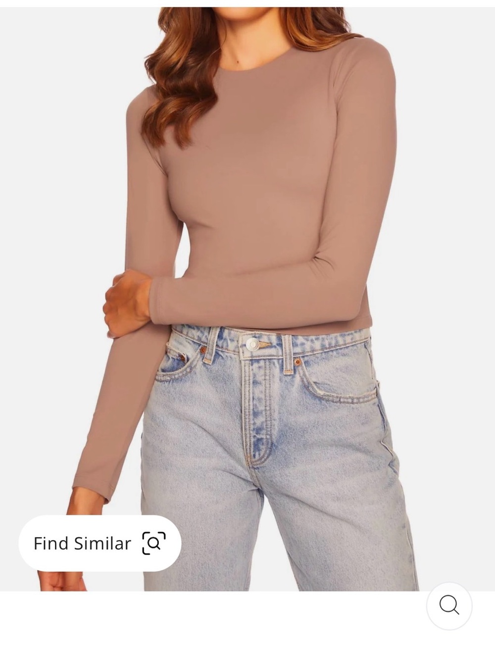 Susana Monaco Long Sleeve Crewneck Top In Coco
